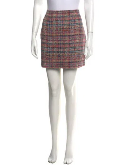 Pre-owned L'agence Tweed Pattern Mini Skirt In Blue
