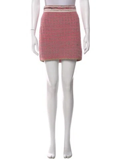 Pre-owned L'agence Tweed Pattern Mini Skirt In Pink