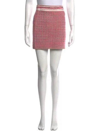 Pre-owned L'agence Tweed Pattern Mini Skirt In Pink