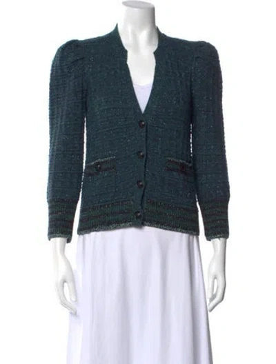 Pre-owned L'agence Tweed Pattern Open Front Sweater In Multi