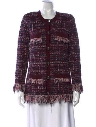 Pre-owned L'agence Tweed Pattern Open Front Sweater W/ Tags In Multi