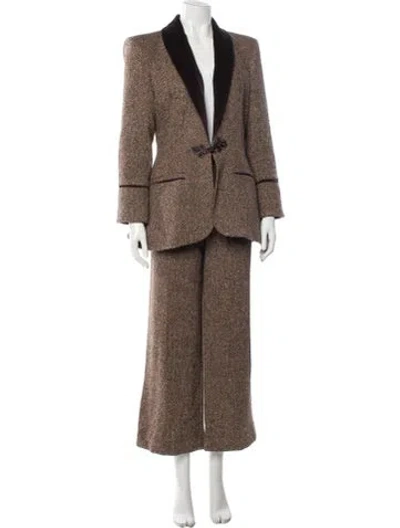 Pre-owned L'agence Tweed Pattern Pantsuit In Metallic/neutrals