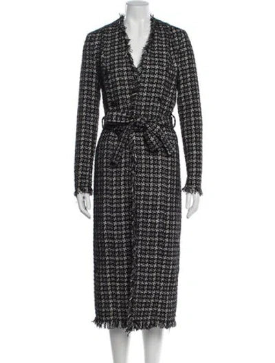 Pre-owned L'agence Tweed Pattern Trench Coat In Multi