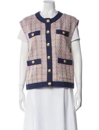 Pre-owned L'agence Tweed Pattern Vest In Multi