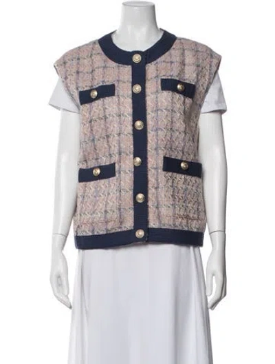 Pre-owned L'agence Tweed Pattern Vest In Multi