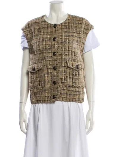 Pre-owned L'agence Tweed Pattern Vest In Neutral