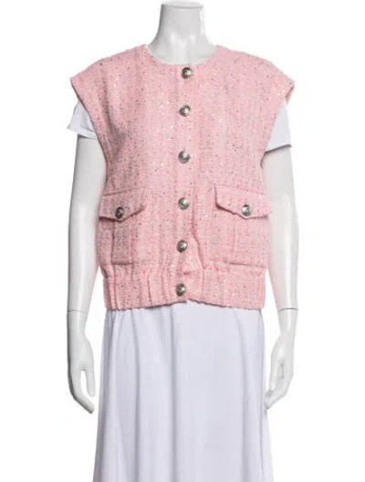 Pre-owned L'agence Tweed Pattern Vest In Pink