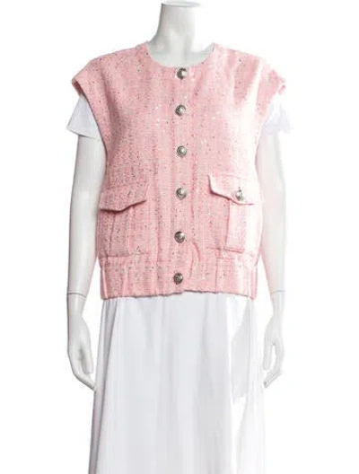 Pre-owned L'agence Tweed Pattern Vest In Pink