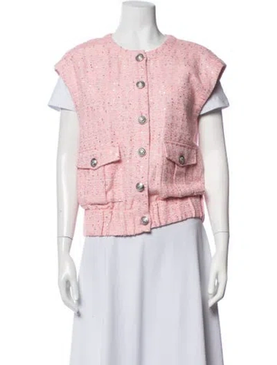 Pre-owned L'agence Tweed Pattern Vest In Pink