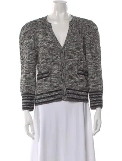 Pre-owned L'agence Tweed Pattern V-neck Sweater In Multi