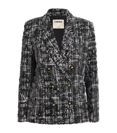 L'AGENCE TWEED SEQUINNED COLIN BLAZER