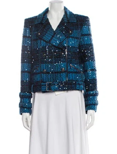Pre-owned L'agence Tweed Tweed Pattern Blazer In Blue