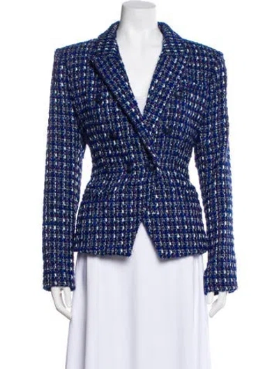 Pre-owned L'agence Tweed Tweed Pattern Blazer In Blue