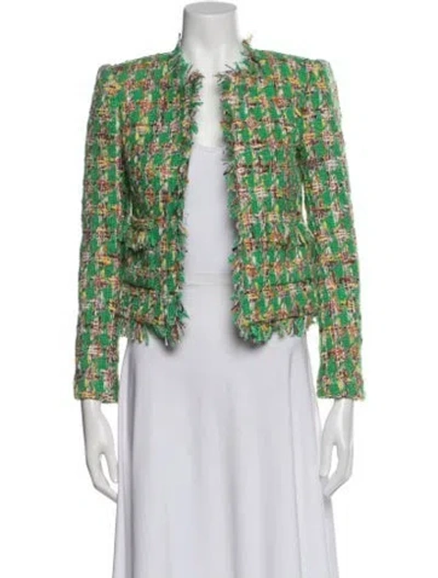 Pre-owned L'agence Tweed Tweed Pattern Blazer In Green