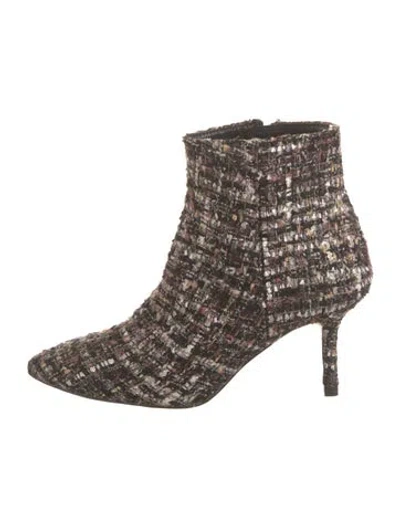 Pre-owned L'agence Tweed Tweed Pattern Boots In Black