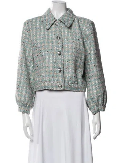 Pre-owned L'agence Tweed Tweed Pattern Jacket In Blue/metallic