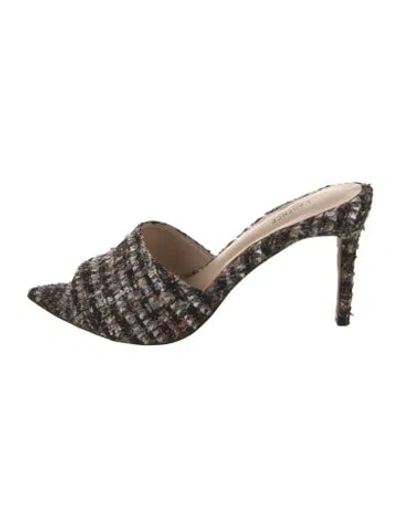 Pre-owned L'agence Tweed Tweed Pattern Sandals In Black