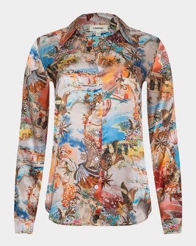 L'agence Long-sleeve Printed Blouse In Multi