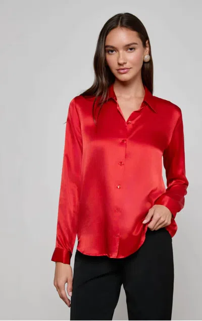 L'agence Tyler Long Sleeve Blouse In Painterfly Red