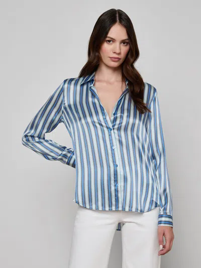L'agence Tyler Silk Blouse In Blue