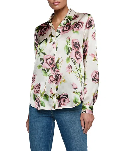 L'agence Tyler Silk Blouse In White