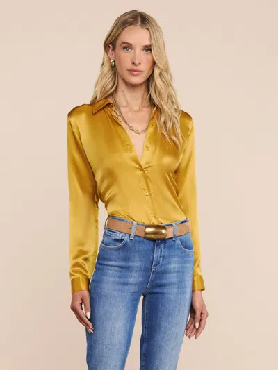 L'agence Tyler Silk Blouse In Gold