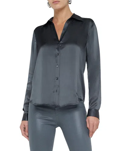 L'agence Tyler Silk Blouse In Gray