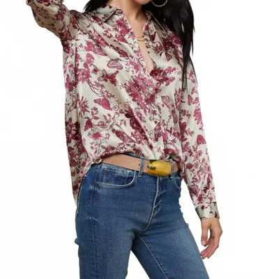 L'agence Tyler Silk Blouse In Tan/truffle Butterfly Toile In Brown