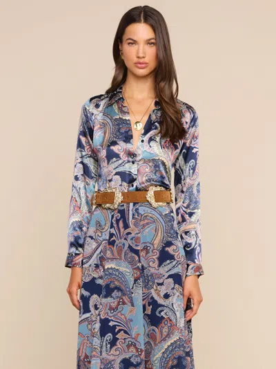 L'agence Tyler Silk Blouse In Midnight Multi Besarabian Paisley