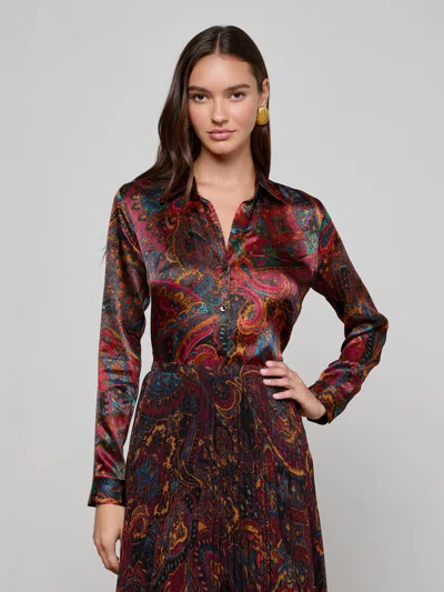 L'agence Tyler Silk Blouse In Multi
