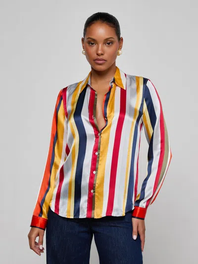 L'agence Tyler Silk Blouse In Multi