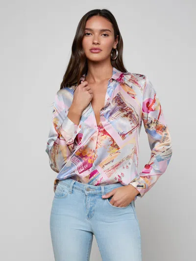 L'agence Tyler Printed Silk Blouse In Multi