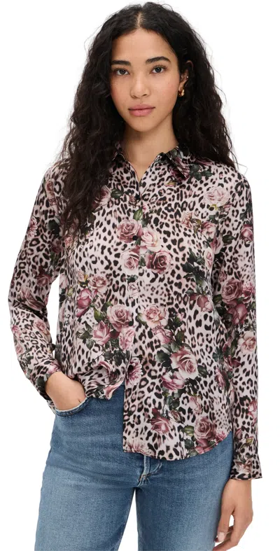 L'agence Tyler Silk Blouse Multi Small Rose Cheetah