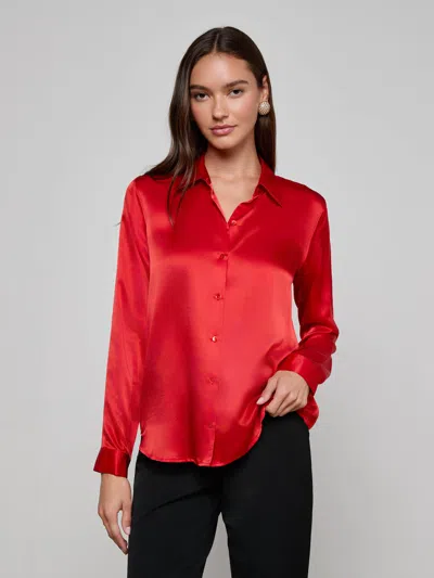 L'agence Tyler Silk Blouse In Red