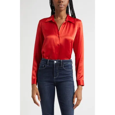 L'agence Tyler Silk Blouse In Red