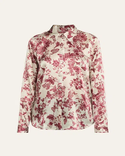 L'agence Tyler Silk Button-front Blouse In Multi