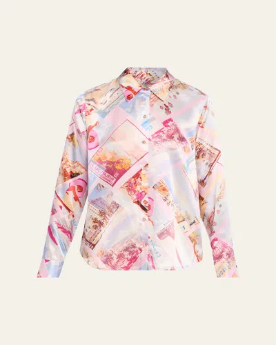 L'AGENCE TYLER SILK BUTTON-FRONT BLOUSE