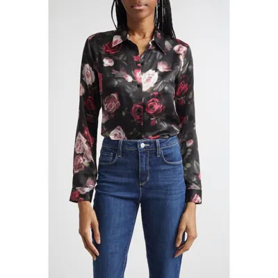 L'agence Tyler Silk Button-up Shirt In Transparent
