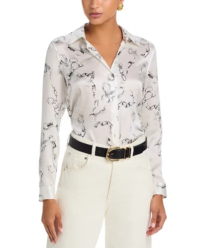 L'agence Tyler Silk Printed Blouse In Gray