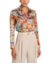 L'agence Tyler Silk Printed Split Neck Blouse In Multi