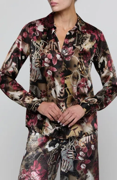 L'agence Tyler Silk Long Sleeve Blouse In Multi