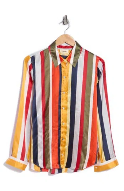 L'agence Tyler Silk Stripe Shirt In Multi