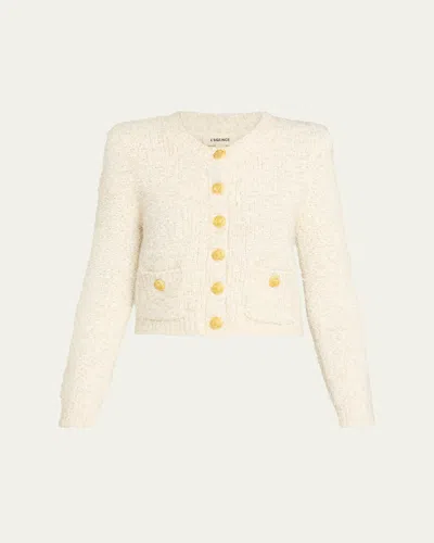 L'agence Una Crop Eyelash Tweed Cardigan In Neutral