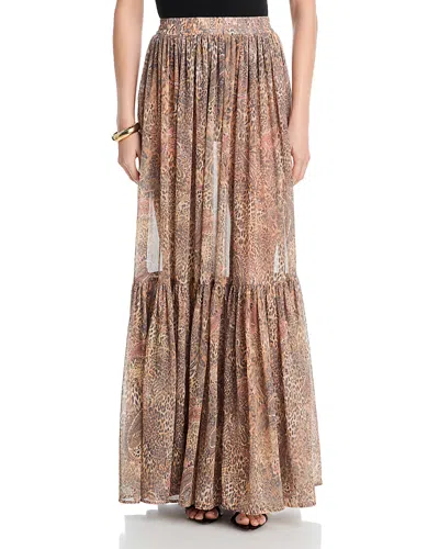 L'agence Ursie Smocked Waist Maxi Skirt In Brown