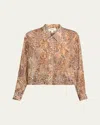 L'agence Valencia Leopard Cosette Button-front Blouse In Multi