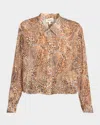 L'agence Valencia Leopard Cosette Button-front Blouse In Multi