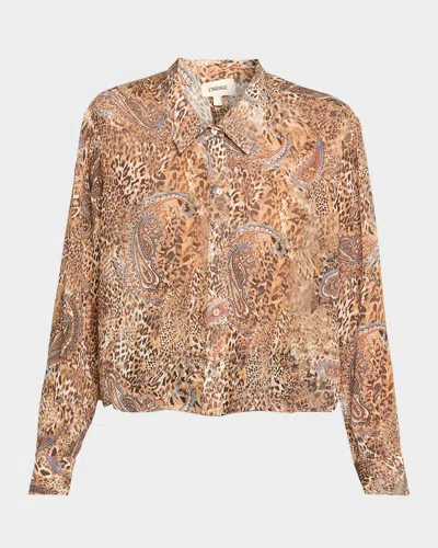 L'AGENCE VALENCIA LEOPARD COSETTE BUTTON-FRONT BLOUSE