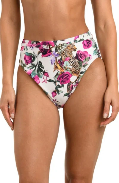L'agence Vanessa Rose Leopard High Waist Bikini Bottoms In Multi