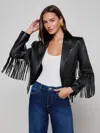 L'agence Vashti Fringed Leather Blazer In Black