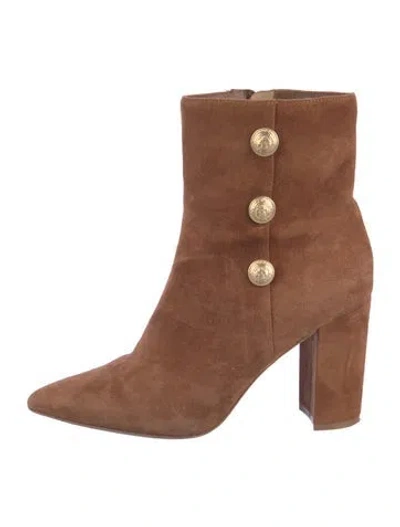 Pre-owned L'agence Velvet Boots In Brown
